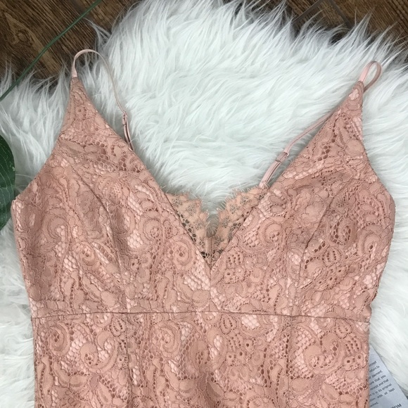 Bardot • Pink Lace Bodycon Pencil Midi Dress - Picture 4 of 8